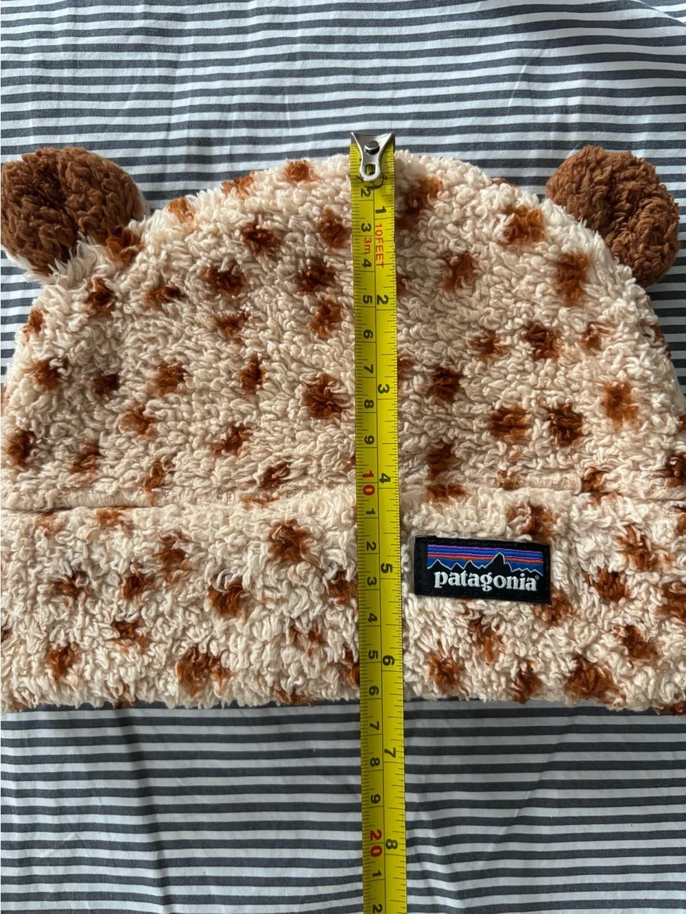 Patagonia Cream & Brown Sherpa Bear-Ear Baby / Todder Beanie